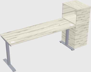 Single motor electric desk w/cabinet