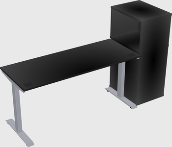 Single motor electric desk w/cabinet