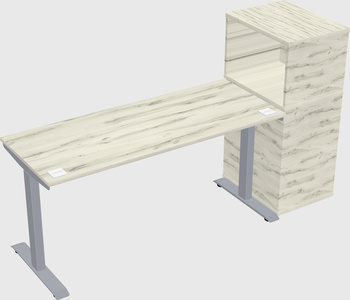 Single motor electric desk w/cabinet