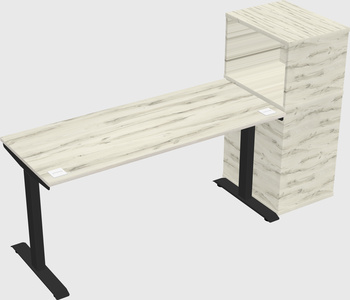 Single motor electric desk w/cabinet