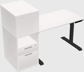 Dual motor electric desk w/cabinet
