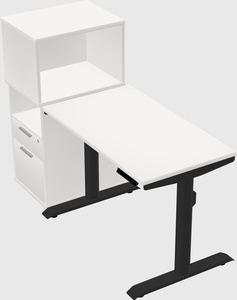 Dual motor electric desk w/cabinet