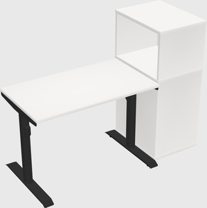 Dual motor electric desk w/cabinet