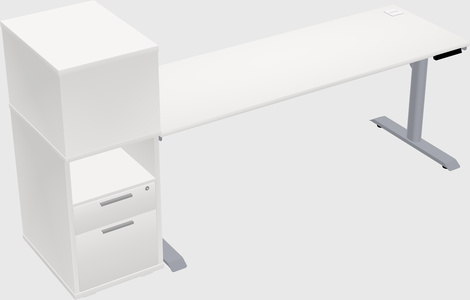 Dual motor electric desk w/cabinet