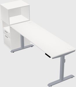 Dual motor electric desk w/cabinet