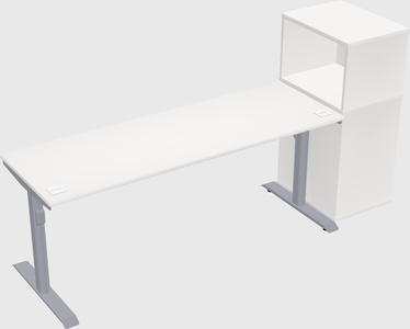 Dual motor electric desk w/cabinet
