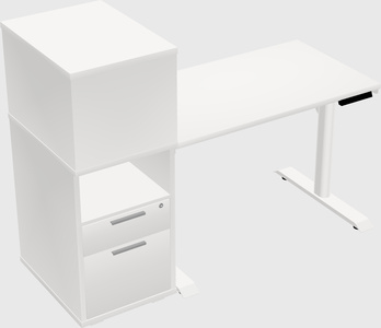 Dual motor electric desk w/cabinet
