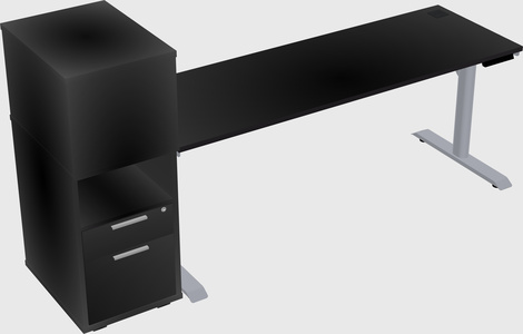 Dual motor electric desk w/cabinet