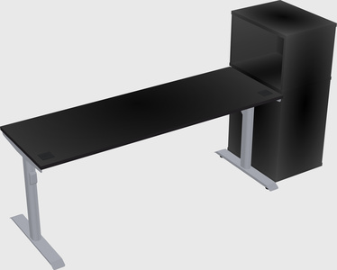 Dual motor electric desk w/cabinet