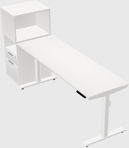 Dual motor electric desk w/cabinet