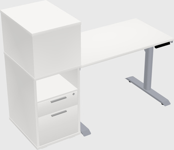 Dual motor electric desk w/cabinet