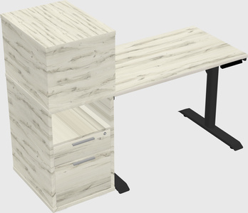 Dual motor electric desk w/cabinet