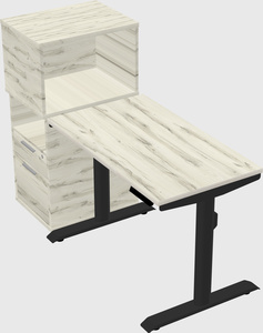 Dual motor electric desk w/cabinet