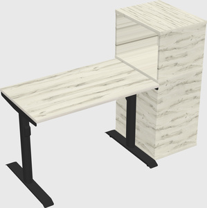 Dual motor electric desk w/cabinet