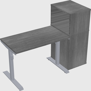 Dual motor electric desk w/cabinet