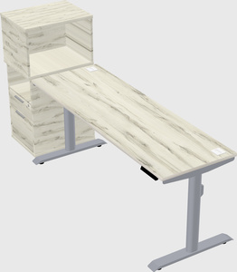 Dual motor electric desk w/cabinet