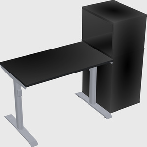 Dual motor electric desk w/cabinet