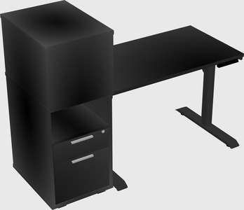 Dual motor electric desk w/cabinet