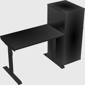 Dual motor electric desk w/cabinet