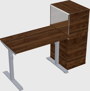 Dual motor electric desk w/cabinet
