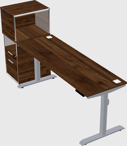 Dual motor electric desk w/cabinet