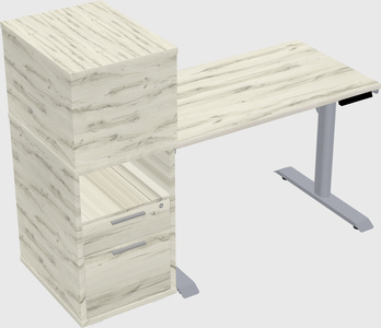 Dual motor electric desk w/cabinet