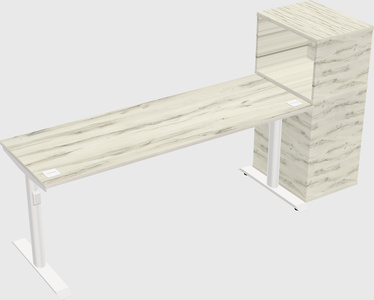 Dual motor electric desk w/cabinet