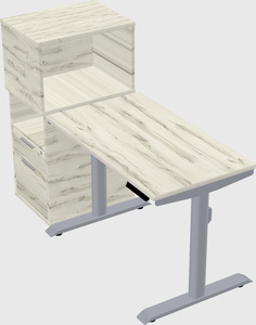 Dual motor electric desk w/cabinet