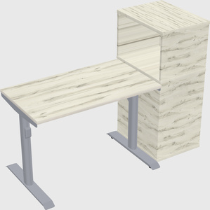 Dual motor electric desk w/cabinet