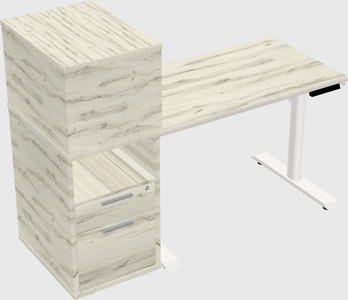Dual motor electric desk w/cabinet
