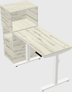 Dual motor electric desk w/cabinet