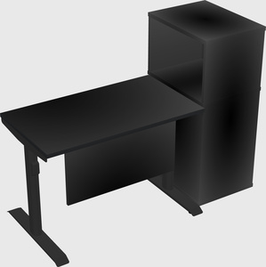 Dual motor electric desk w/cabinet