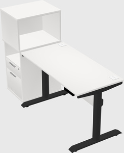 Dual motor electric desk w/cabinet