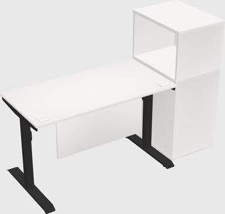 Dual motor electric desk w/cabinet