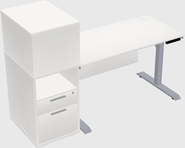 Dual motor electric desk w/cabinet