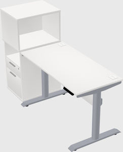 Dual motor electric desk w/cabinet