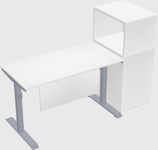 Dual motor electric desk w/cabinet