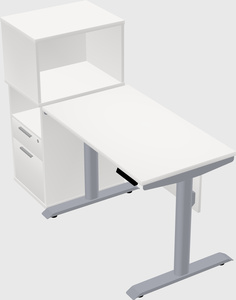 Dual motor electric desk w/cabinet