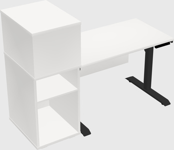 Dual motor electric desk w/cabinet