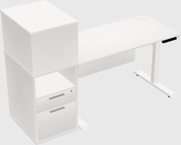 Dual motor electric desk w/cabinet