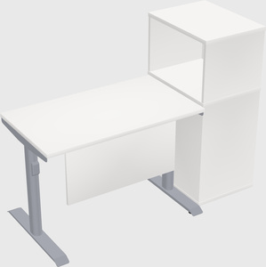 Dual motor electric desk w/cabinet