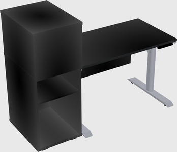Dual motor electric desk w/cabinet