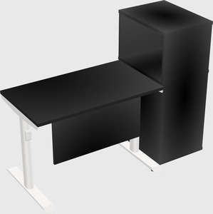 Dual motor electric desk w/cabinet