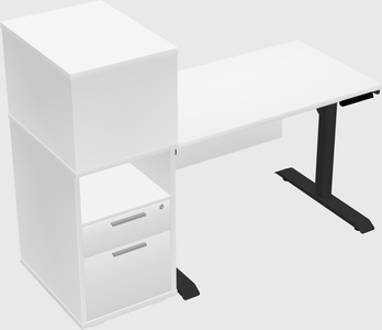 Dual motor electric desk w/cabinet