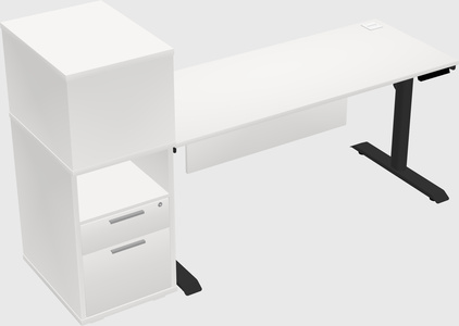 Dual motor electric desk w/cabinet