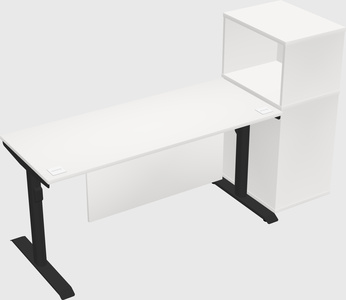 Dual motor electric desk w/cabinet