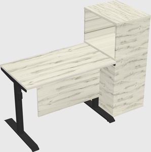 Dual motor electric desk w/cabinet
