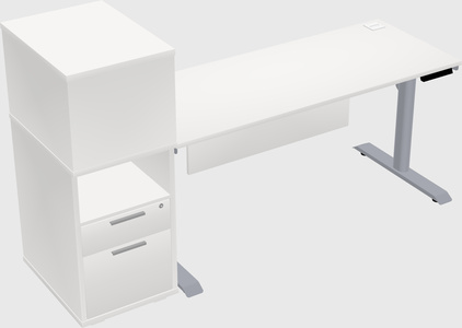 Dual motor electric desk w/cabinet