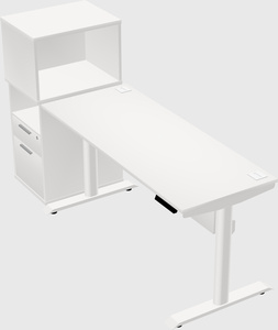 Dual motor electric desk w/cabinet