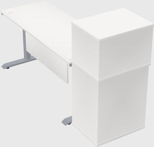 Dual motor electric desk w/cabinet